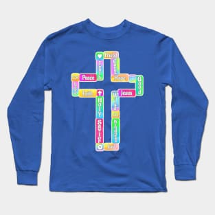 Decorative Cross with Christian Words Long Sleeve T-Shirt